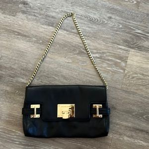 Michael Kors Evening Bag - Black with Gold Chain